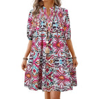 R&B | Bohemian Women 's Fashion Bedrucktes Kleid mit V-Ausschnitt