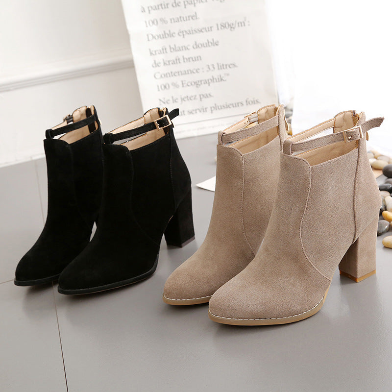 Damen Elegante Ankle-Boots mit modischem Riemen und Komfort-Sohle R&B