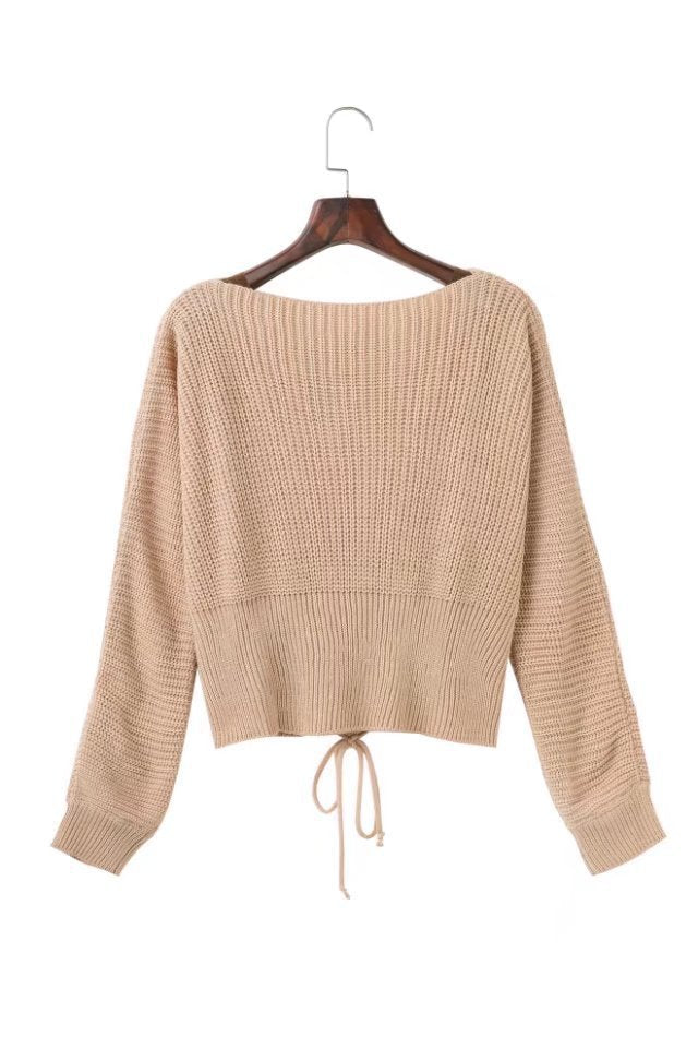 Damen lockerer Strickpullover mit ausgefallenem Rückendetail R&B