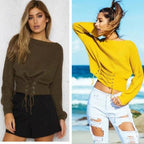 Damen lockerer Strickpullover mit ausgefallenem Rückendetail
