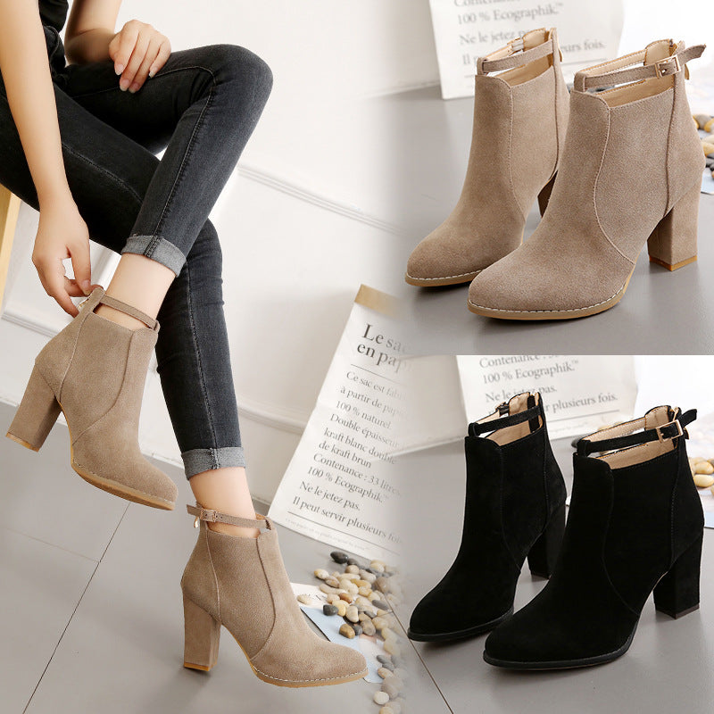 Damen Elegante Ankle-Boots mit modischem Riemen und Komfort-Sohle R&B