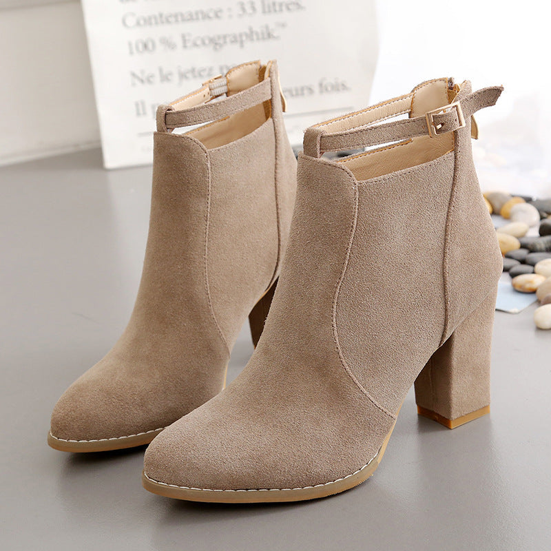 Damen Elegante Ankle-Boots mit modischem Riemen und Komfort-Sohle R&B