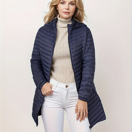 R&B | Lässige Steppjacke mit Kapuze und Reißverschluss Auf Der Vorderseite