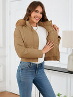 R&B | wattierte Winterjacke mit Fellkapuze und Taschen