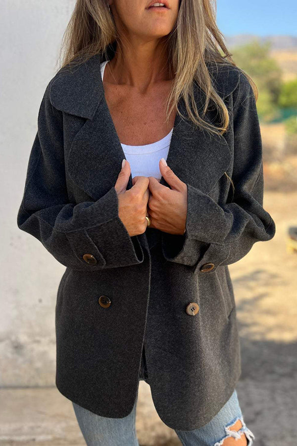 R&B | Farbe Revers Langarm Knopf Freizeitjacke