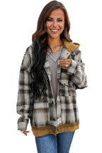 R&B | Karierte Jacke mit Kapuze und Rohen Kanten Baumwolle Lässig und Trendy