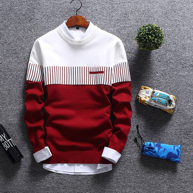 R&B | Pullover Wollmischung Normale Passform Rundhals Gestreiftes Design