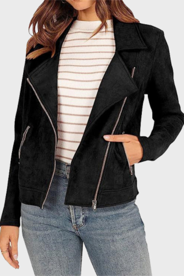 R&B | Wildleder Cropped Bikerjacke