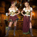 Damen nan geschnürtes Mittelalterkleid mit Corsagenmieder, Puffärmeln und hohem Rockschlitz R&B
