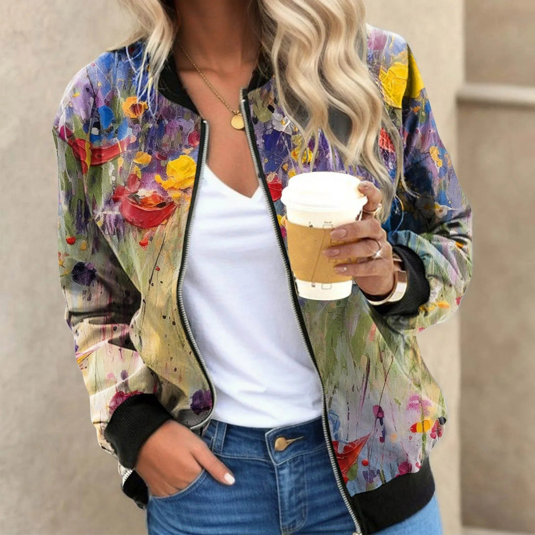 R&B | Damen Bomberjacke mit Blumenmuster