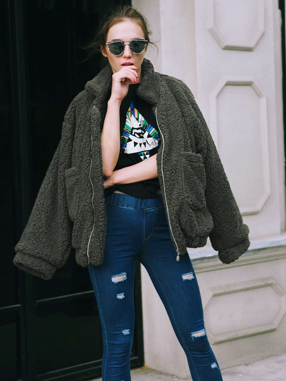 Damen Kuschelige Fleecejacke mit Reißverschluss R&B