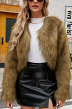 R&B | Lange Ärmel Kurze Lässige Kunstpelzjacke