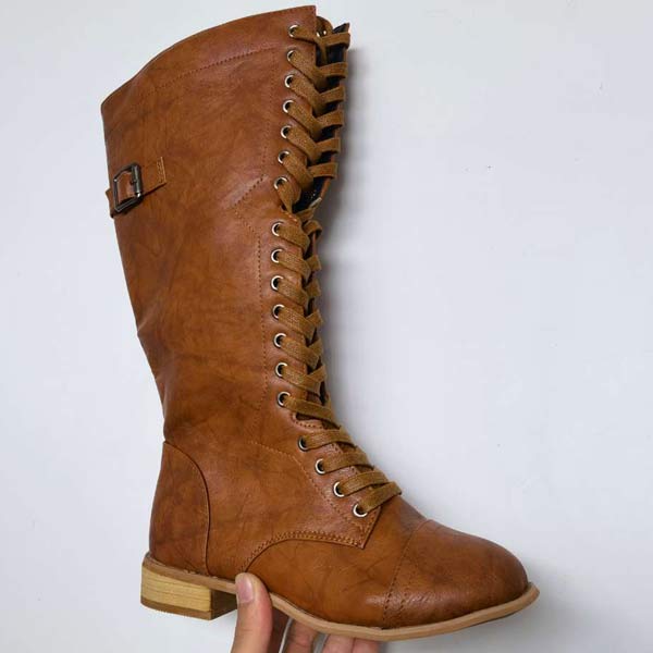 Knöchelhohe Leder-Stiefel für Frauen mit Schnürung und orthopädischem Komfort – Soraya R&B