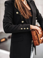 R&B | Lange Elegante Damenblazer Mit Doppelter Knopfleiste