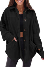 R&B | Weiche Fleecejacke mit Großen Knöpfen Polyester Komfort und Warmer Stil