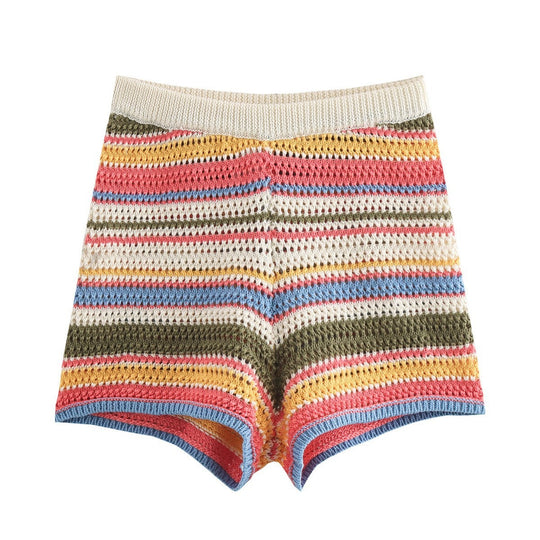 R&B | Gehäkeltes Kurzarm-Shorts-Set mit hoher Taille