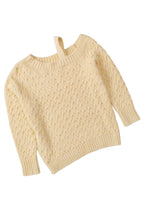 R&B | Aprikosenfarbener asymmetrischer Ausschnitt Pullover mit kalten Schultern und Wimpern