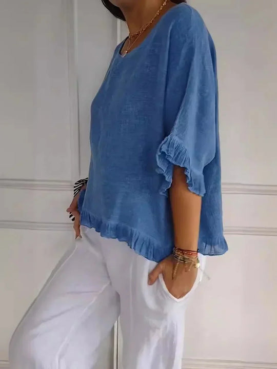 Feminine Rüschenbluse aus hochwertigem Stoff