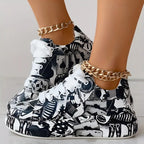 Damen Graffiti Druck Lage Turnschuhe