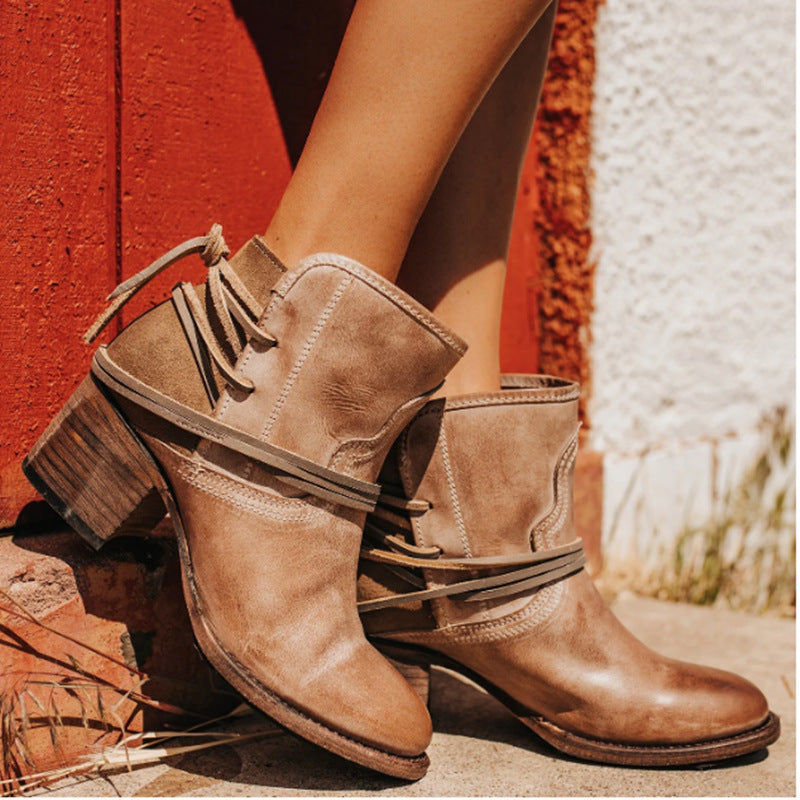 Elegante Leder Damen Stiefeletten R&B