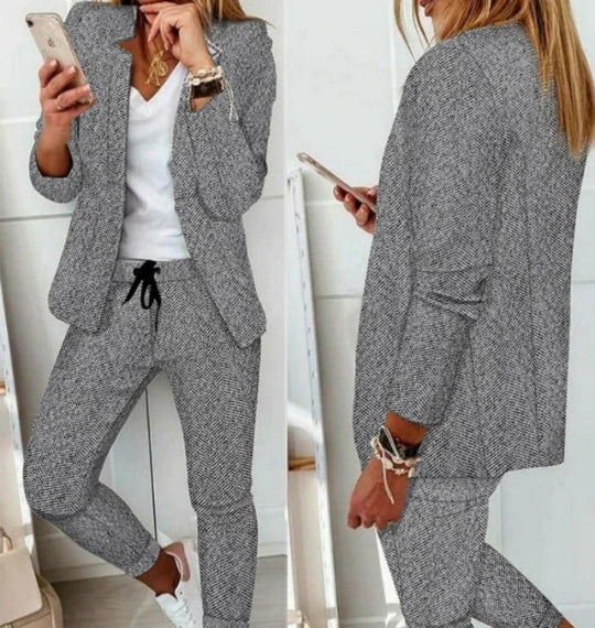 R&B | Anzug-Set Moderner Zweiteiler mit Weiter Hose Taillierter Blazerjacke