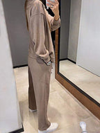 R&B | lässiges V-Ausschnitt Pullover- und Hose-Set