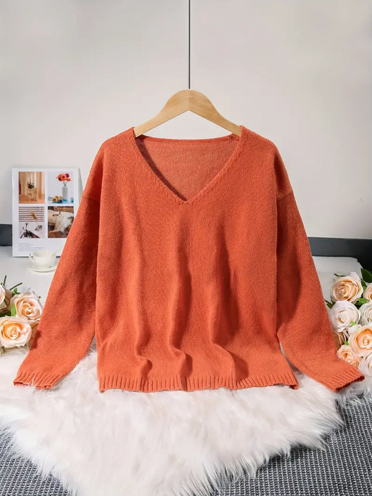 R&B | V-Ausschnitt Pullover mit Feiner Struktur