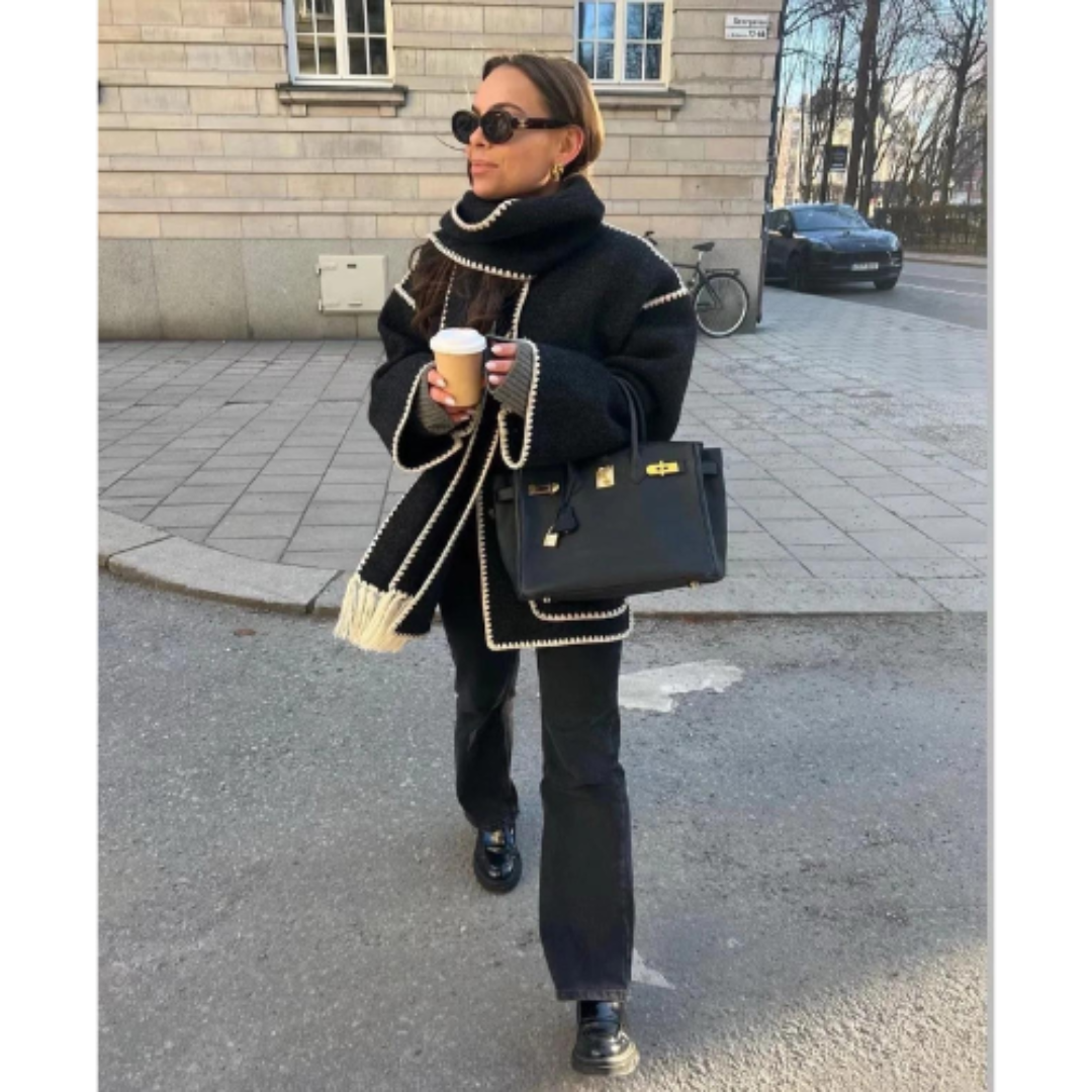 R&B | Damen Warmer Lockerer Wickelkragen Mantel Winter