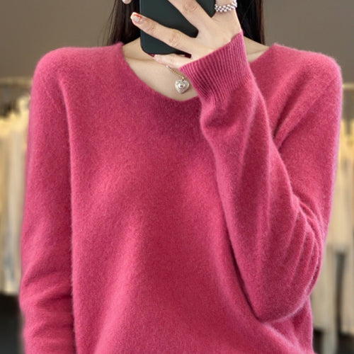 R&B | Lockerer Damenpullover mit V-Ausschnitt für Herbst und Winter