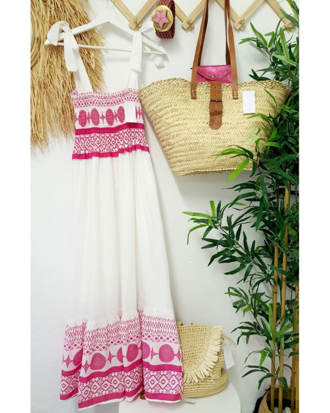 R&B | Bohème-Kleid mit Schnürsenkeln bedruckt