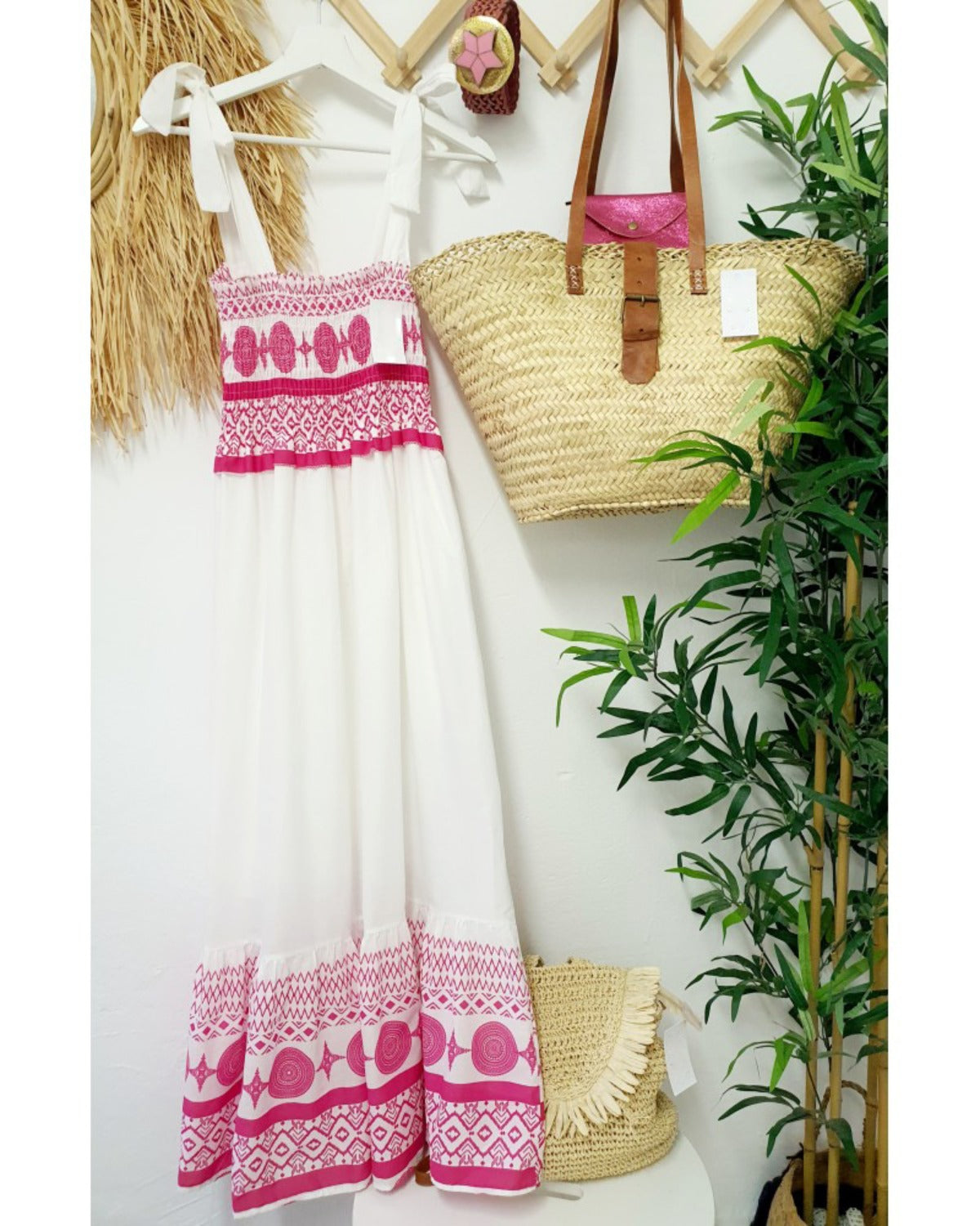 R&B | Bohème-Kleid mit Schnürsenkeln bedruckt