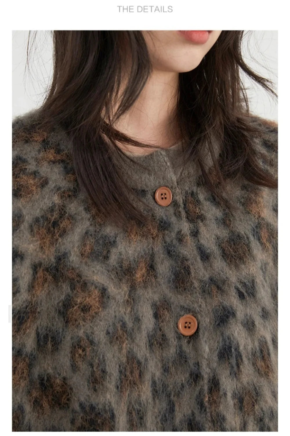 R&B | Strickjacke mit Leopardenmuster und einreihiger Knopfleiste