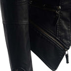 R&B | Damen Enganliegende Genietete Biker Lederjacke