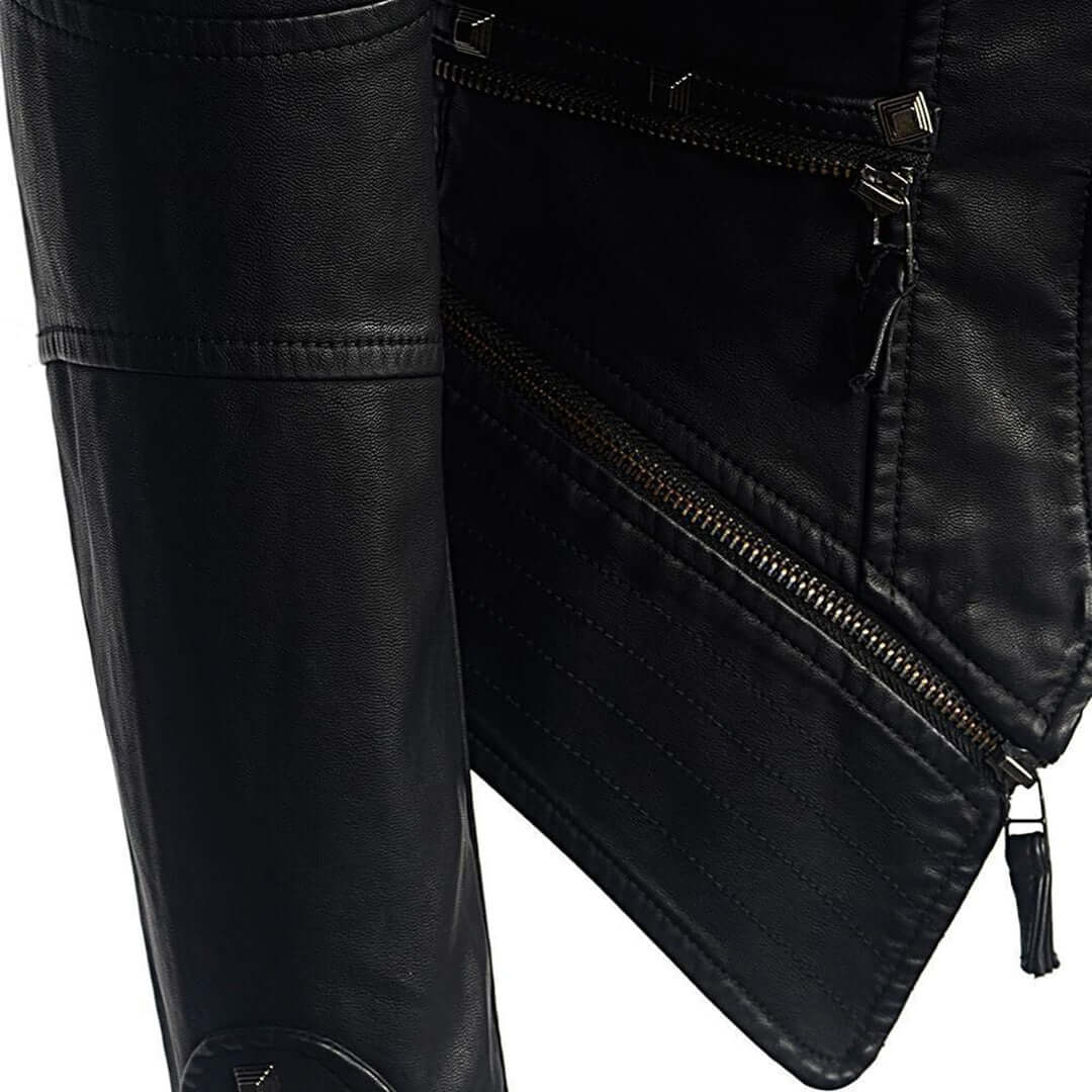 R&B | Damen Enganliegende Genietete Biker Lederjacke