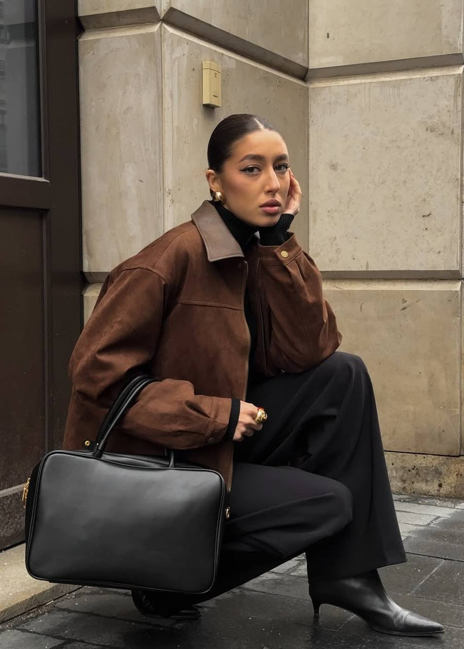 R&B | Edge - Oversized Wildlederjacke mit Kontrastkragen