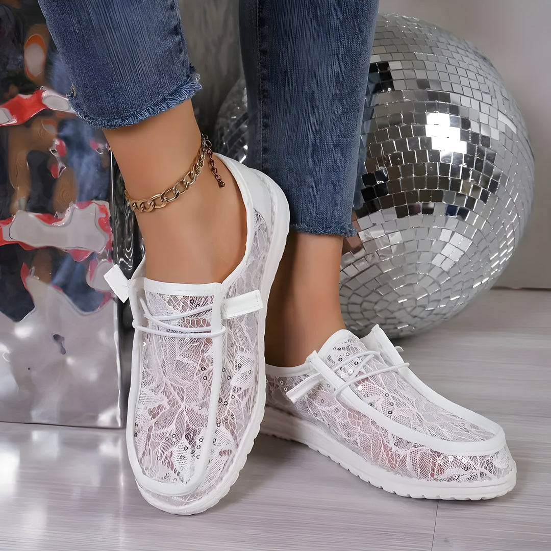 Mia | Damen Mode Spitze Turnschuhe R&B