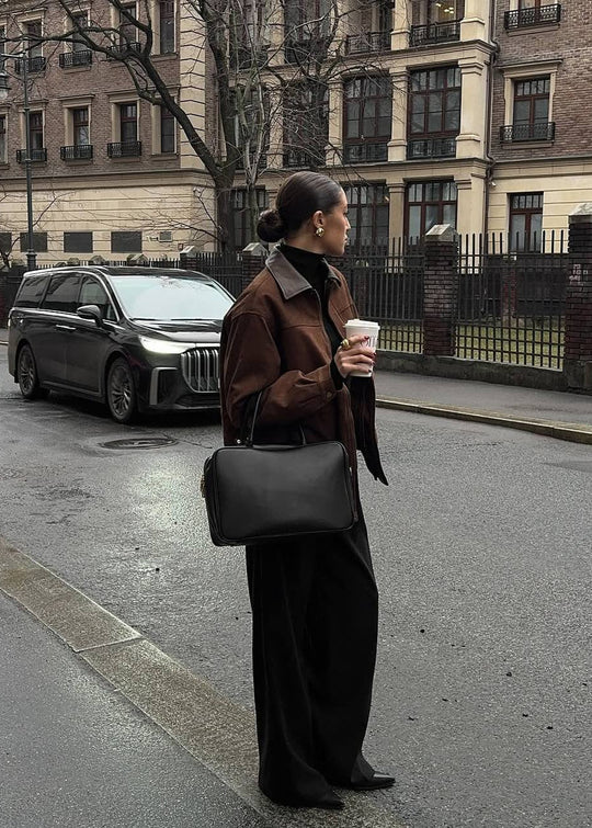 R&B | Edge - Oversized Wildlederjacke mit Kontrastkragen