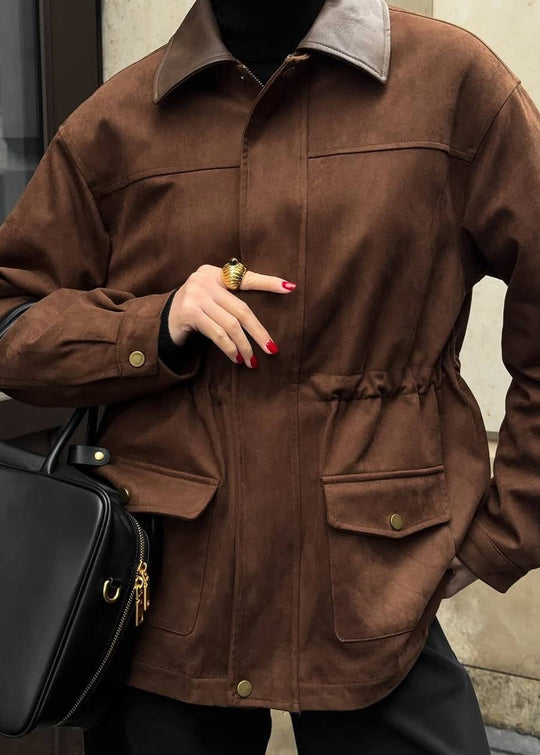 R&B | Edge - Oversized Wildlederjacke mit Kontrastkragen