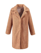 Damen Flauschiger Boucle-Mantel mit elegantem Revers und weitem Schnitt R&B