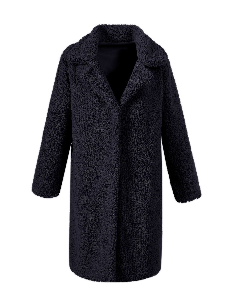 Damen Flauschiger Boucle-Mantel mit elegantem Revers und weitem Schnitt R&B
