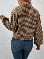 R&B | Kurze Jacke mit Hahnentritt-muster Knopfverschluss Schick und Klassischer Stil