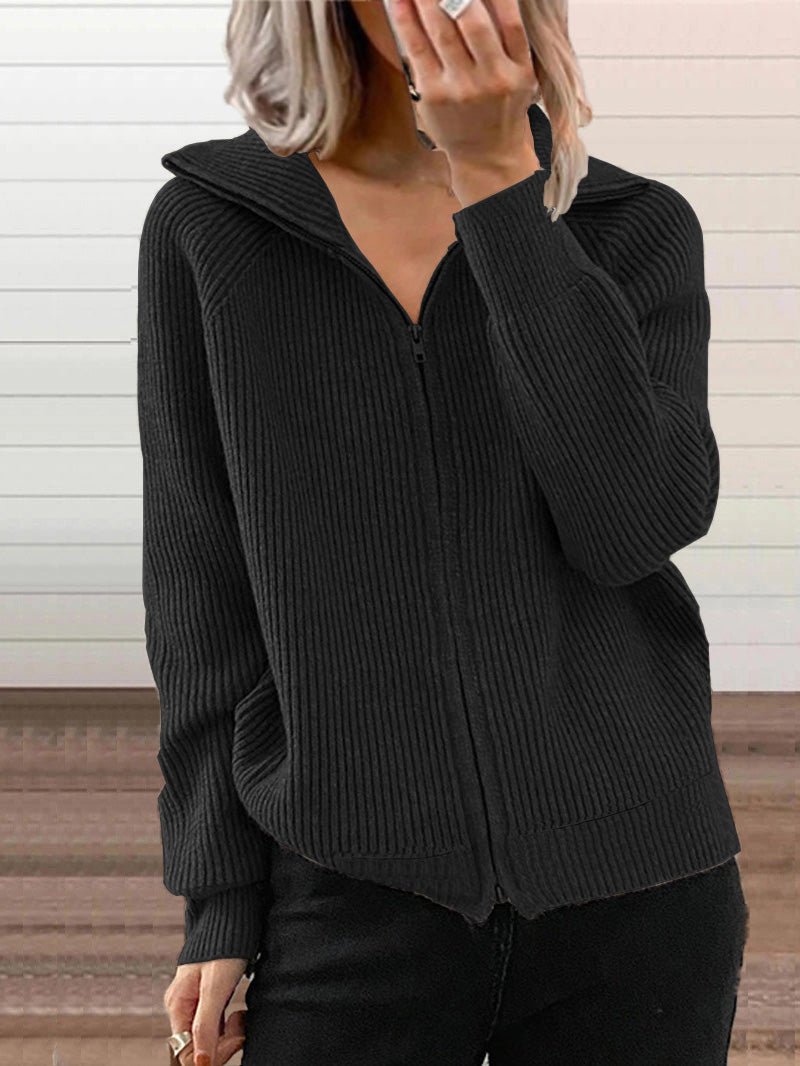 R&B | Gemütlicher Baumwolle Strick Zip-Up Pullover Jacke