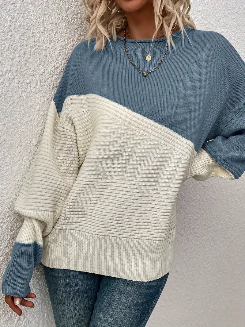 R&B | Farbblock Rundhals Pullover
