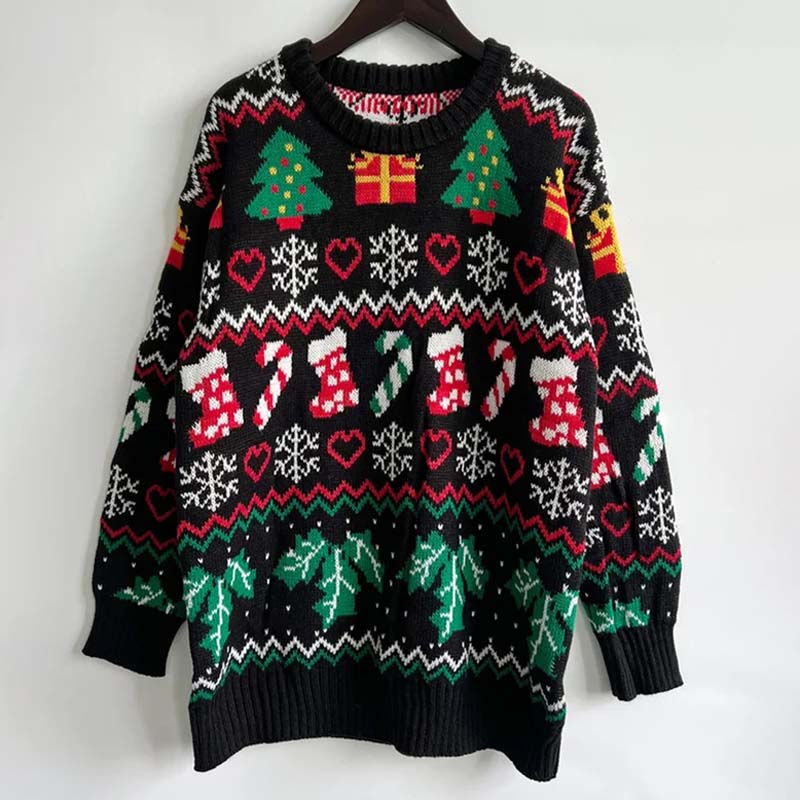 R&B | Weihnachtlicher Strickpullover Mit Schneeflockenmotiv
