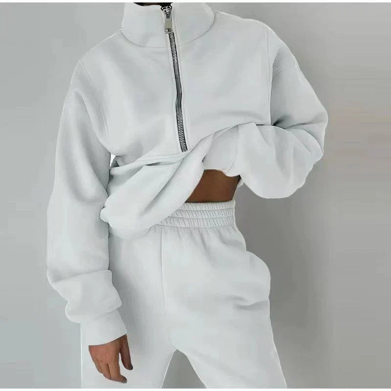R&B | Sweatshirt - Damen Herbst Halb-Zip Trainingsanzug Set