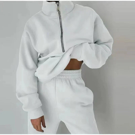R&B | Sweatshirt - Damen Herbst Halb-Zip Trainingsanzug Set