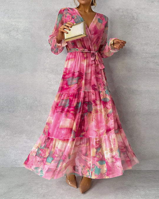 R&B | Elegantes Kleid mit Print und Plissiertem Rock