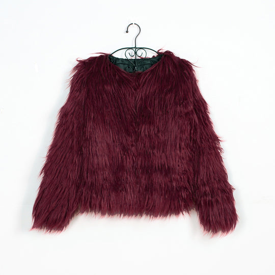 Damen Flauschige Kurzjacke mit elegantem Schnitt und weichem Fellgefühl R&B