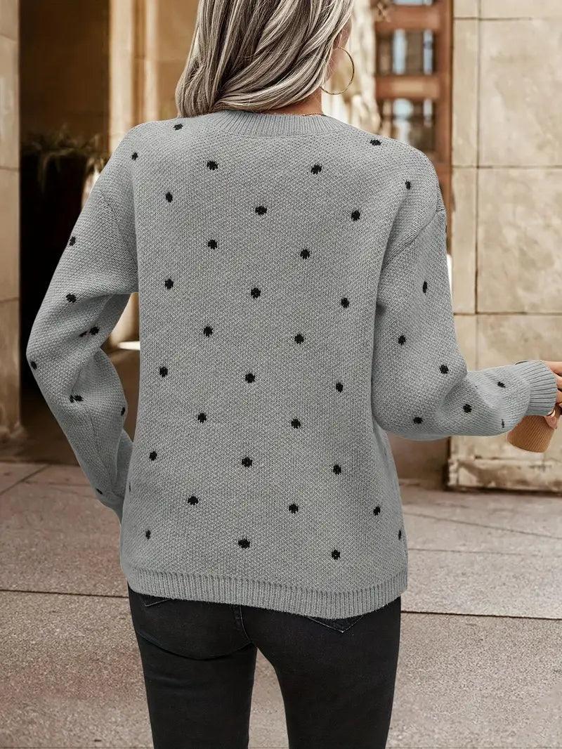 R&B | langärmliger poker-dot-pullover