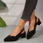Glanzvolle Absatzsandalen mit funkelnden Kristalldetails R&B R&B